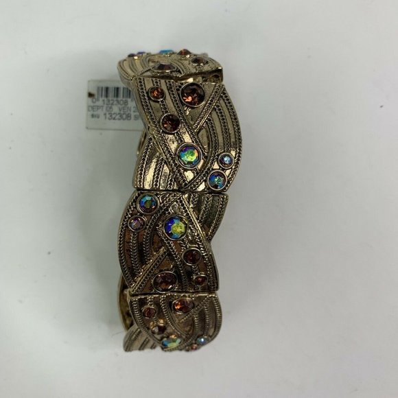 Dressbarn Gold Tone Iridescent Stone Bracelet New - Picture 4 of 8